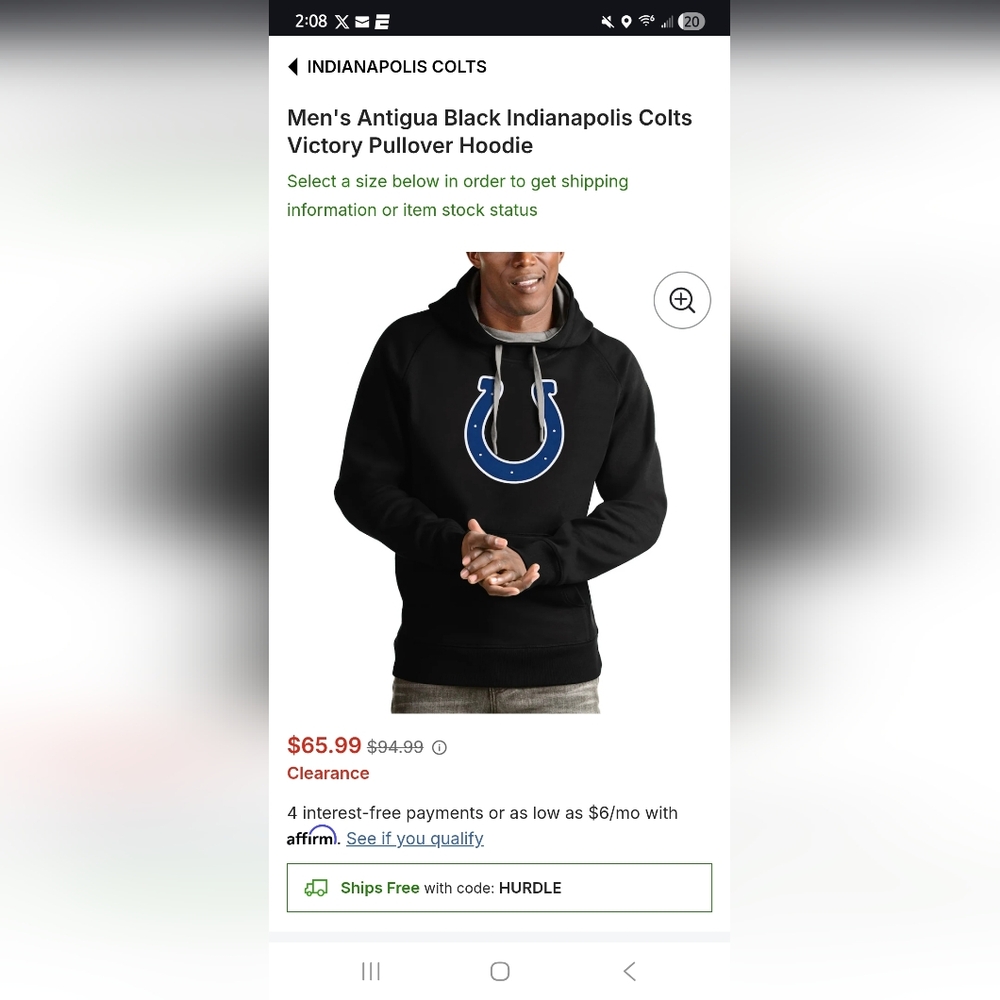 Antigua Black Hoodie with Blue Emblem